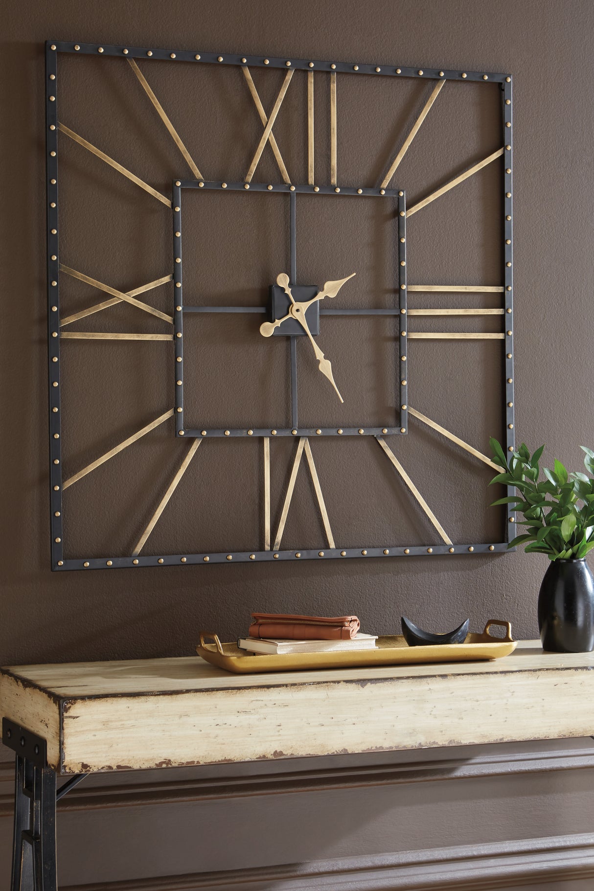 Nashville Furniture Outlets - Ashley Furniture - Thames Wall Decor - Wall Clock / Black/Gold Finish - A8010112