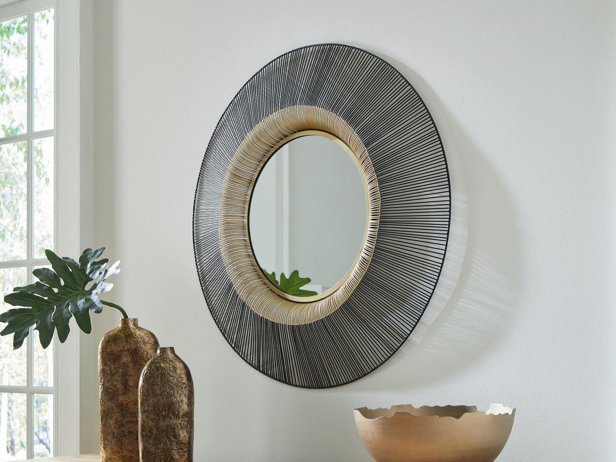 Nashville Furniture Outlets - Ashley Furniture - Dallmen Mirror - Accent Mirror / Black/Gold Finish - A8010407