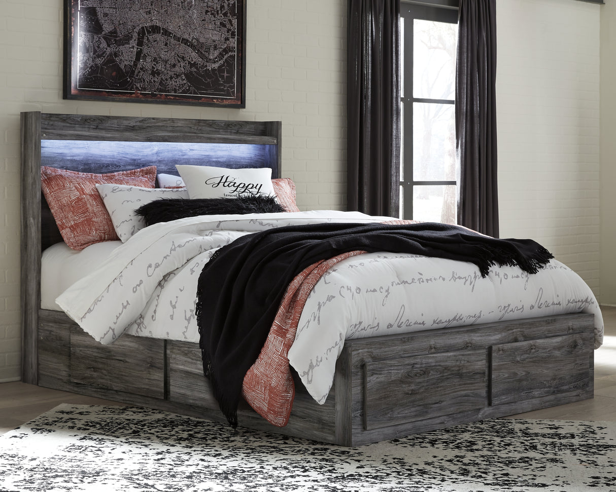 Nashville Furniture Outlets - Ashley Furniture - Baystorm Bedroom - Queen Panel Bed with 4 Storage Drawers / Gray - B221B13