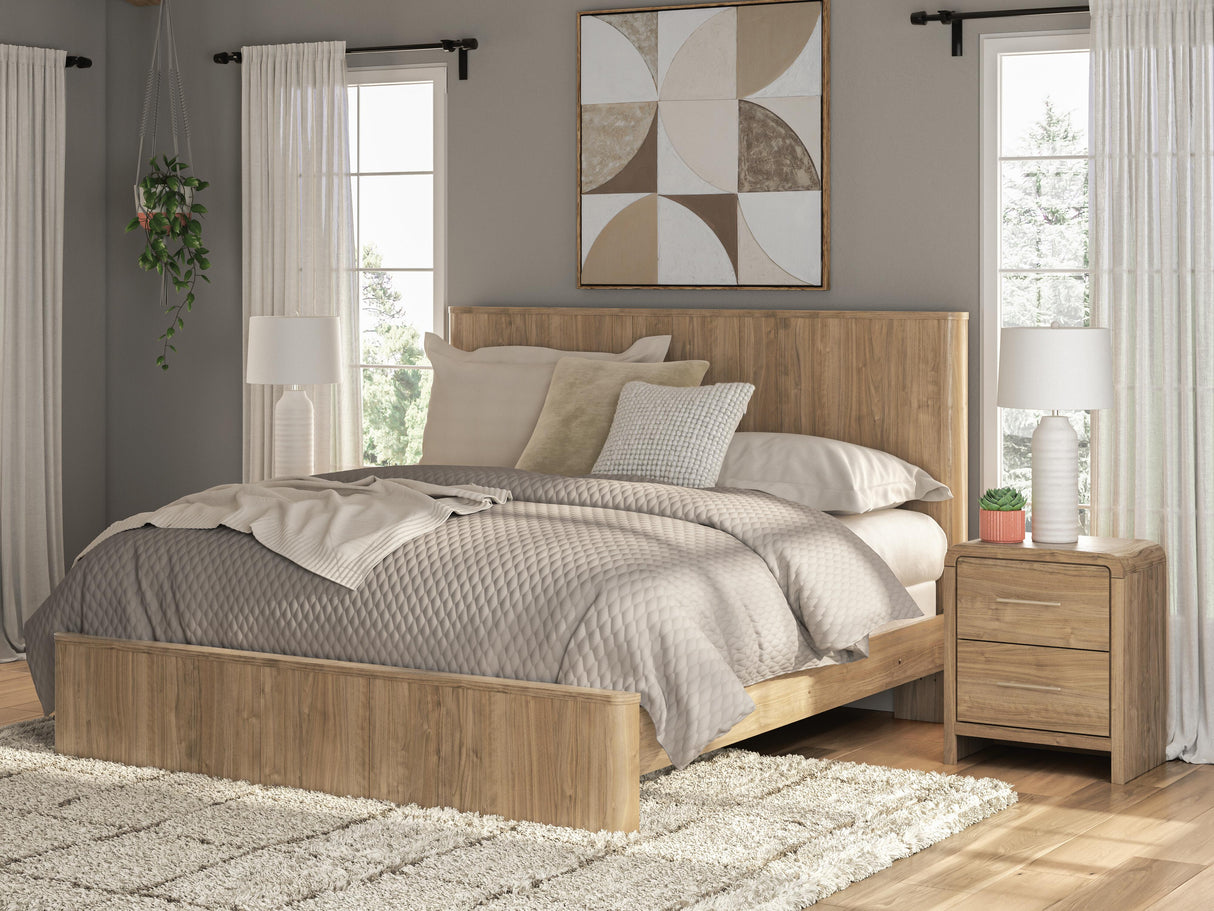 Nashville Furniture Outlets - Ashley Furniture - Gramburg Bedroom - King Panel Bed / Warm Natural Brown - PCB1121B16