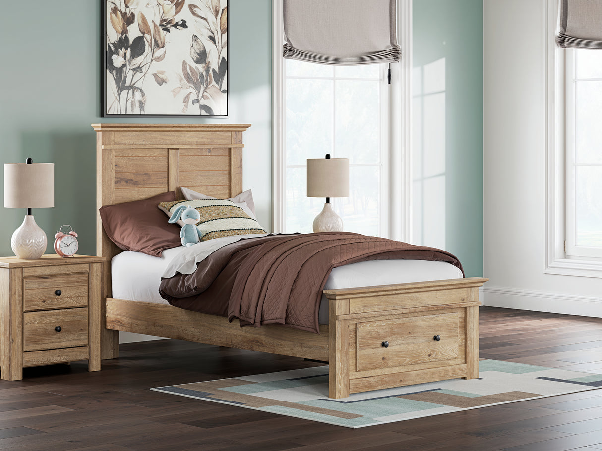 Nashville Furniture Outlets - Ashley Furniture - Makidern Bedroom - Twin Panel Storage Bed / Tan - PCB1170B22