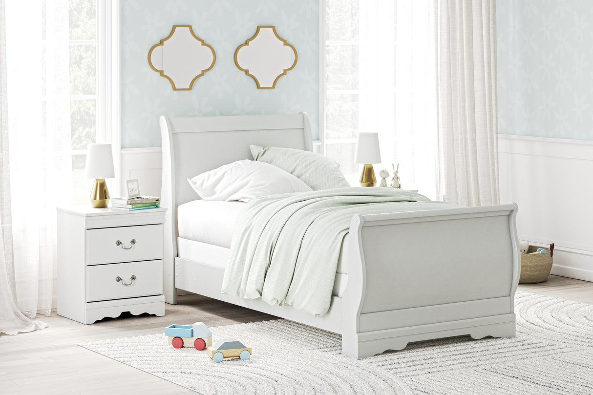 Nashville Furniture Outlets - Ashley Furniture - Anarasia Bedroom - Twin Sleigh Bed / White - B129B1