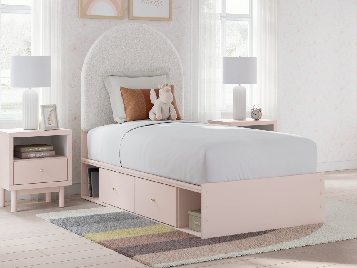Nashville Furniture Outlets - Ashley Furniture - Wistenpine Bedroom - Twin Upholstered Panel Bed with Storage / Blush - B1323B14