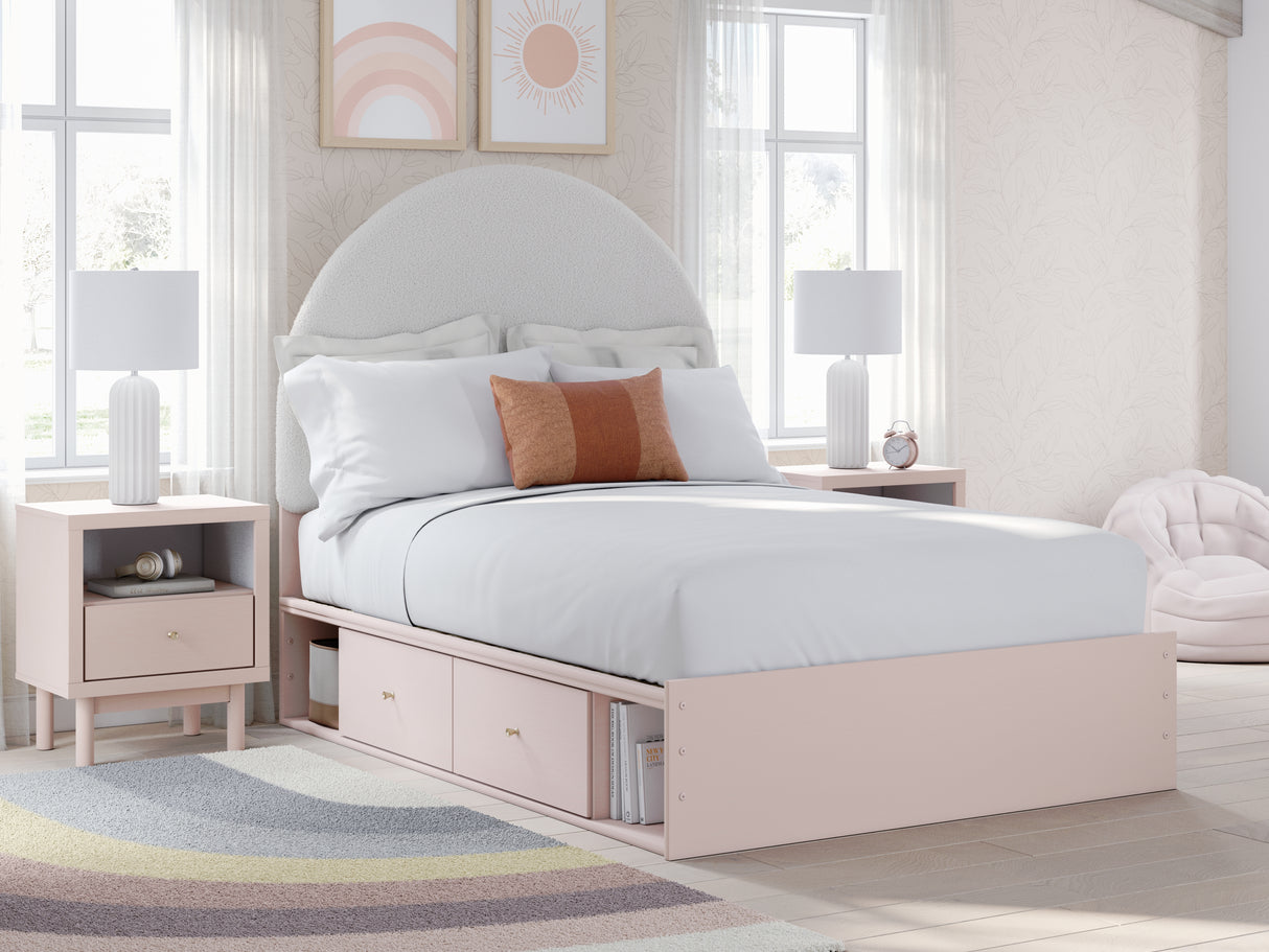 Nashville Furniture Outlets - Ashley Furniture - Wistenpine Bedroom - Full Upholstered Panel Bed with Storage / Blush - B1323B15