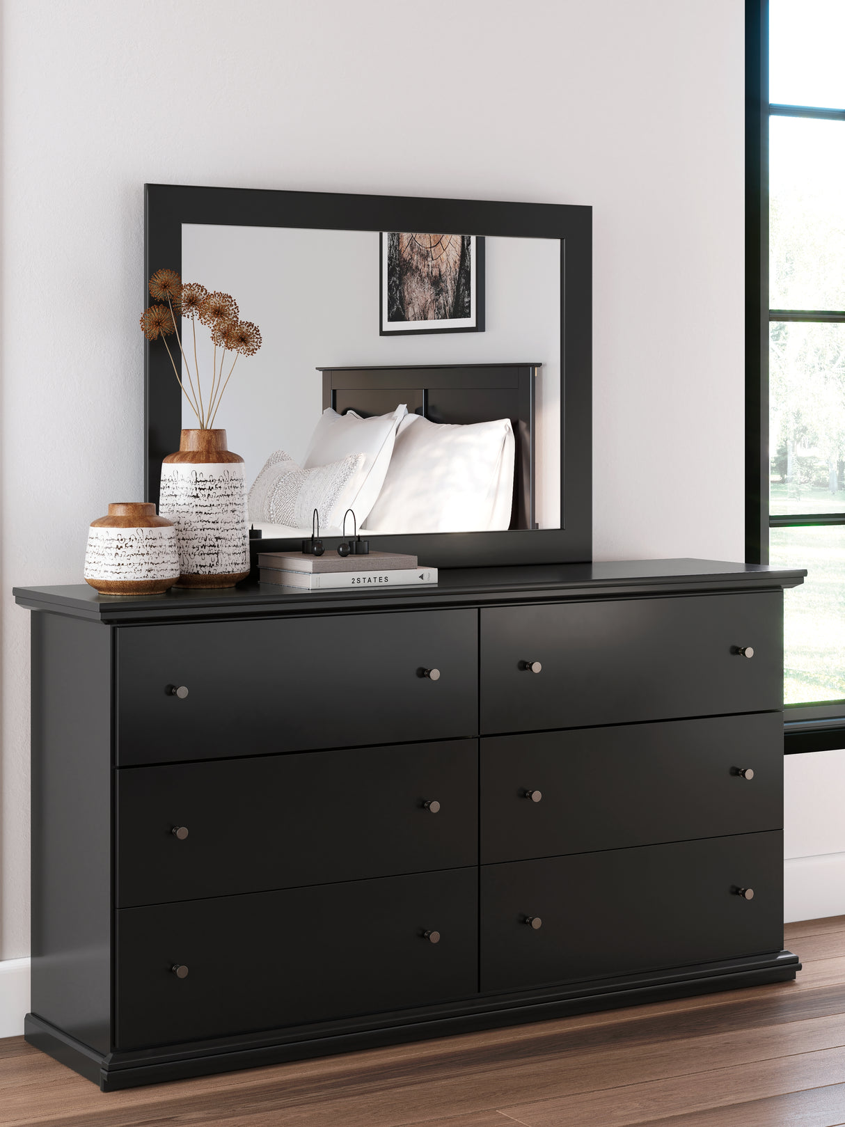 Nashville Furniture Outlets - Ashley Furniture - Maribel Bedroom - Dresser and Mirror / Black - B138B50