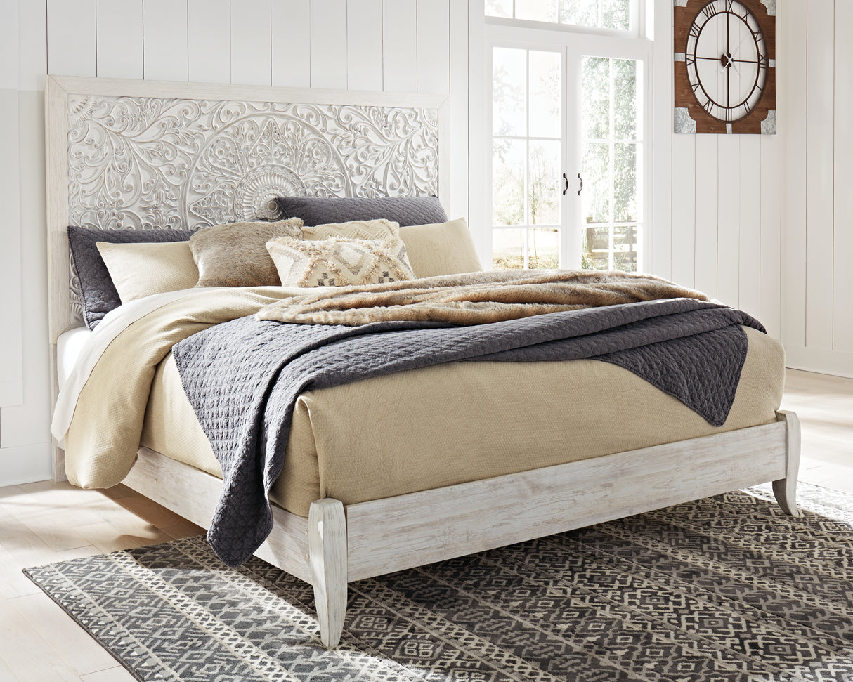 Nashville Furniture Outlets - Ashley Furniture - Paxberry Bedroom - King Panel Bed / Whitewash - B181B10