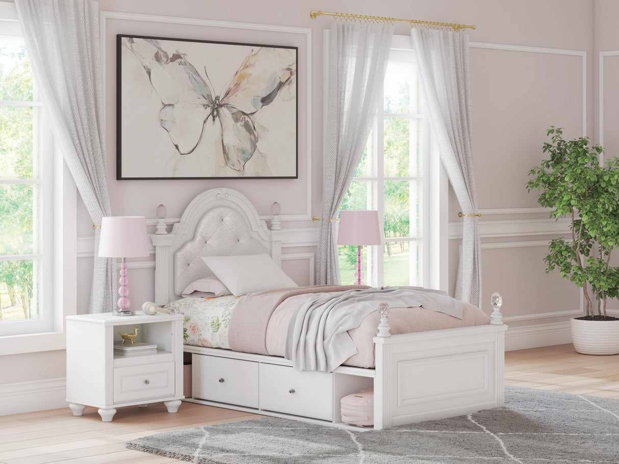 Nashville Furniture Outlets - Ashley Furniture - Kozlani Bedroom - Twin Upholstered Panel Bed with Storage / White - PCB1819B17