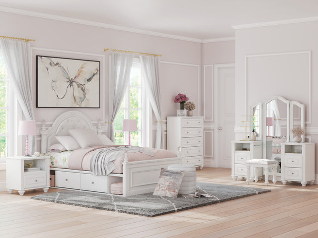 Nashville Furniture Outlets - Ashley Furniture - Kozlani Bedroom - Twin Upholstered Panel Bed / White - PCB1819B5