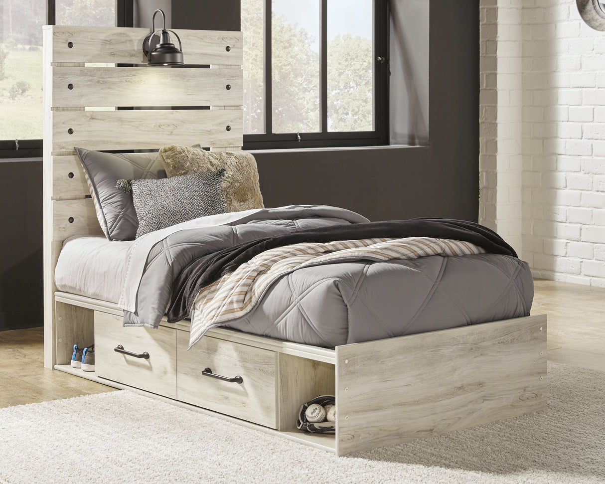 Nashville Furniture Outlets - Ashley Furniture - Cambeck Bedroom - Twin Panel Bed with 2 Storage Drawers / Whitewash - B192B13