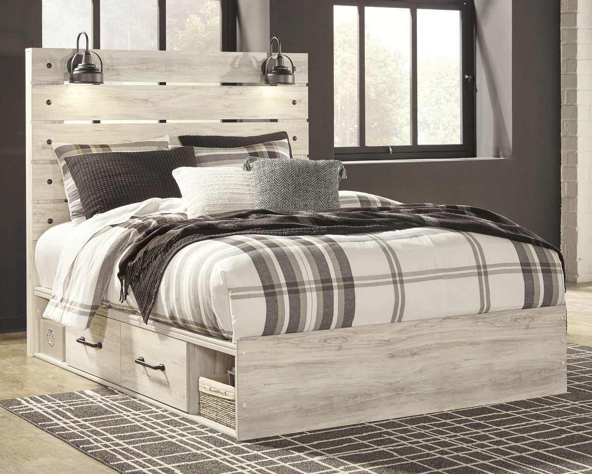 Nashville Furniture Outlets - Ashley Furniture - Cambeck Bedroom - Queen Panel Bed with 2 Storage Drawers / Whitewash - B192B17