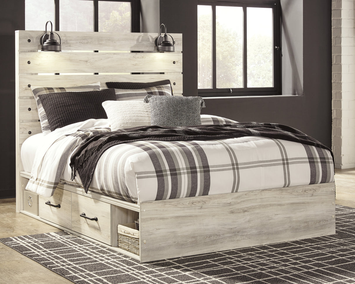 Nashville Furniture Outlets - Ashley Furniture - Cambeck Bedroom - Queen Panel Bed with 4 Storage Drawers / Whitewash - B192B24