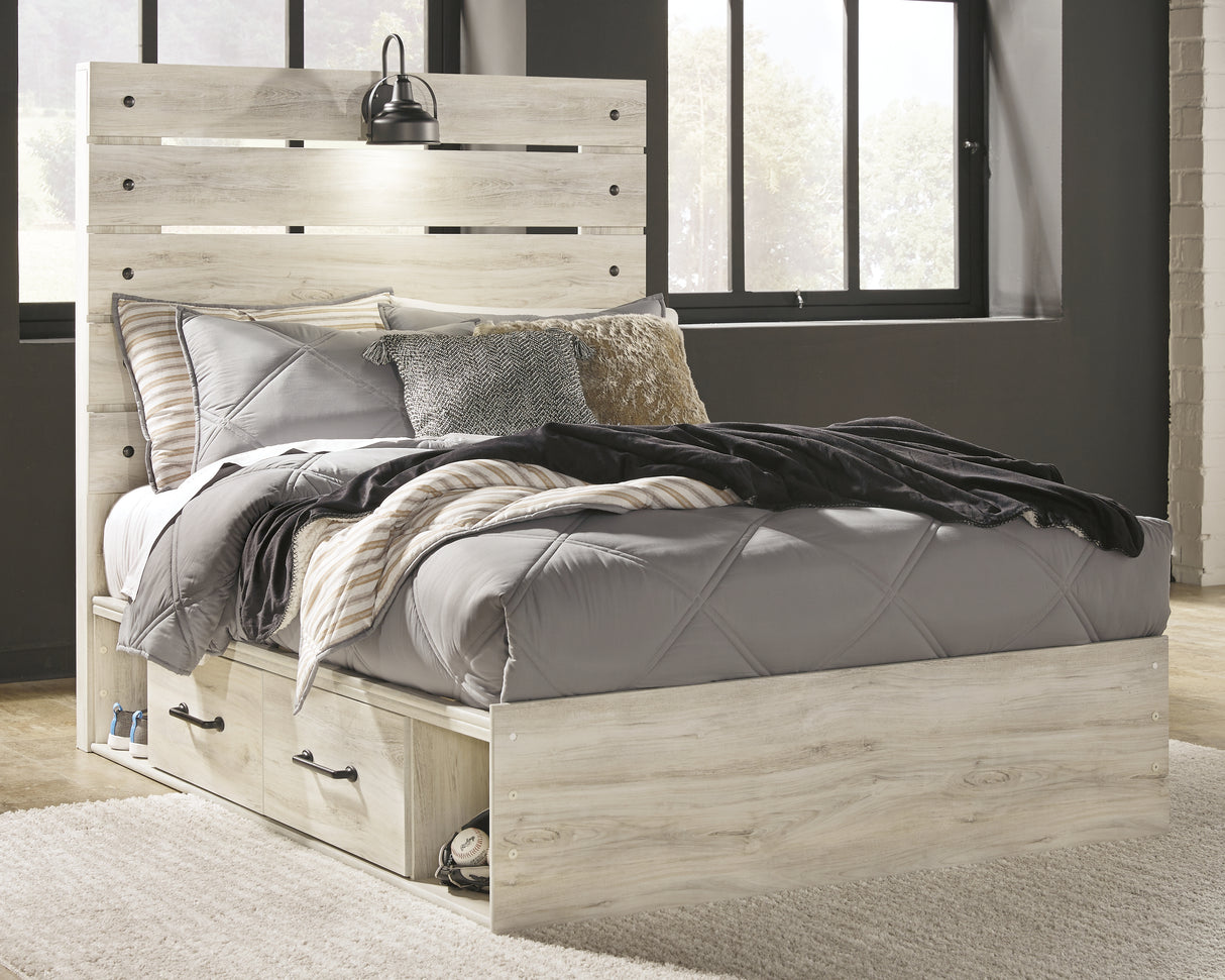 Nashville Furniture Outlets - Ashley Furniture - Cambeck Bedroom - Full Panel Bed with 4 Storage Drawers / Whitewash - B192B34