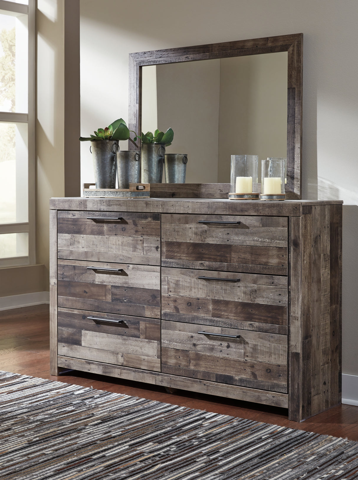Nashville Furniture Outlets - Ashley Furniture - Derekson Bedroom - Dresser and Mirror / Multi Gray - B200B1