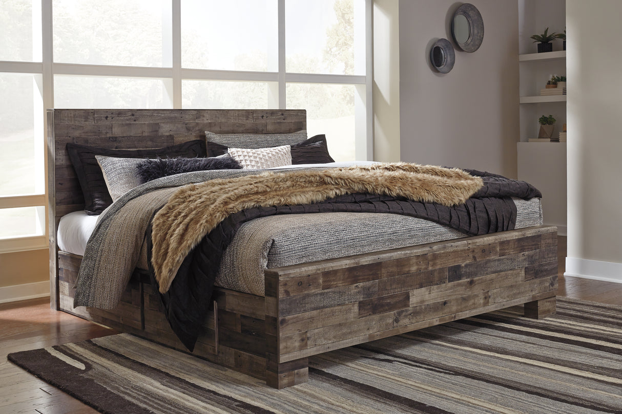 Nashville Furniture Outlets - Ashley Furniture - Derekson Bedroom - Queen Panel Bed with 2 Side Storage / Multi Gray - B200B43