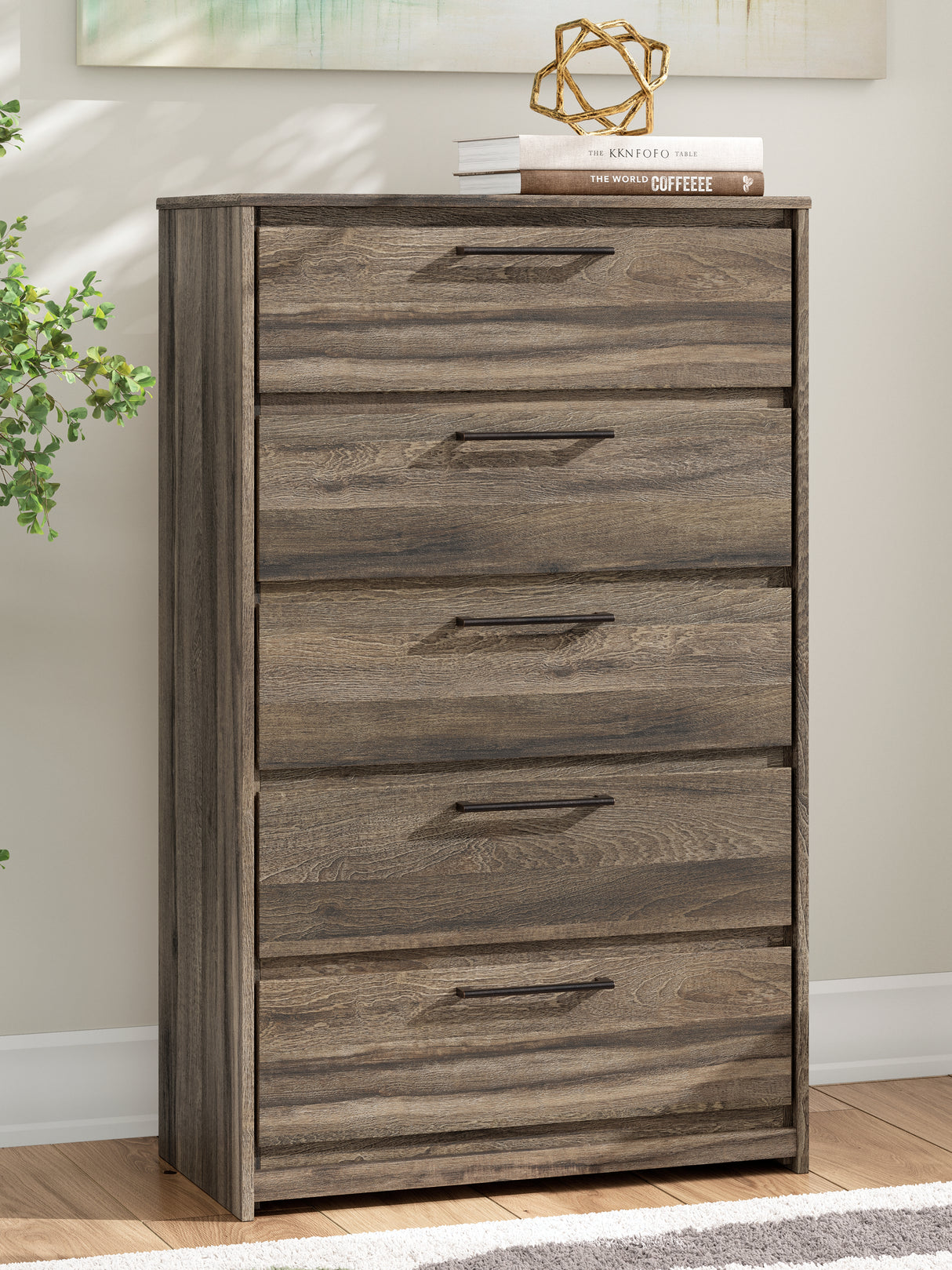 Nashville Furniture Outlets - Ashley Furniture - Elbrim Bedroom - Five Drawer Chest / Brown - PCB2005-46