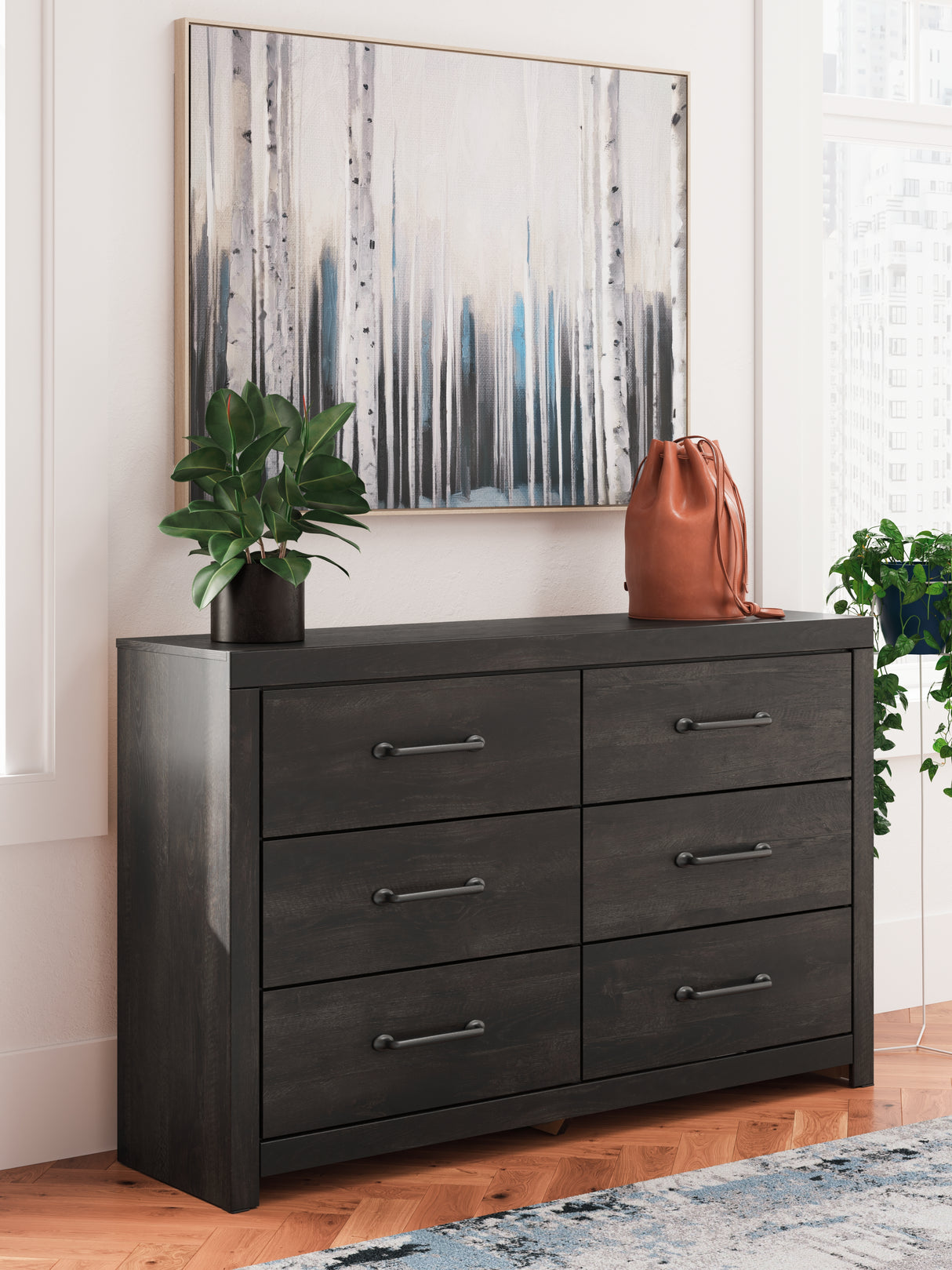 Nashville Furniture Outlets - Ashley Furniture - Hollivern Bedroom - Six Drawer Dresser / Dark Gray - PCB2108-31