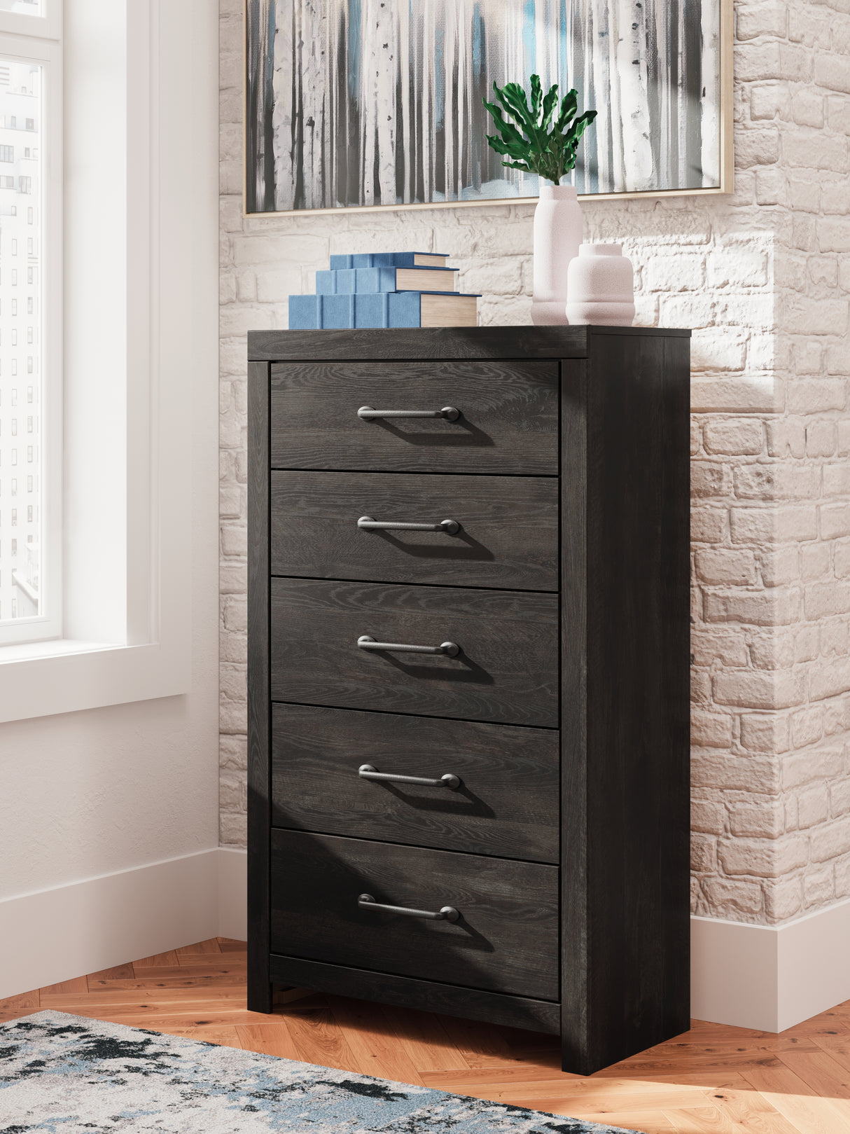 Nashville Furniture Outlets - Ashley Furniture - Hollivern Bedroom - Five Drawer Chest / Dark Gray - PCB2108-46