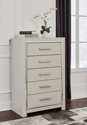 Nashville Furniture Outlets - Ashley Furniture - Zyniden Bedroom - Five Drawer Chest / Silver - B2114-46