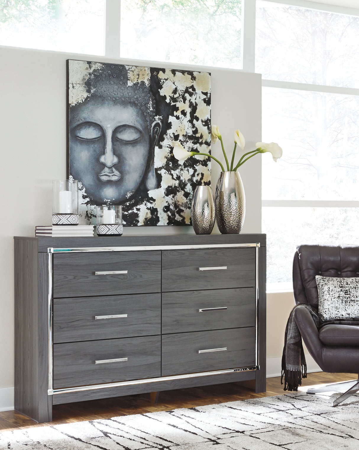 Nashville Furniture Outlets - Ashley Furniture - Lodanna Bedroom - Six Drawer Dresser / Gray - B214-31