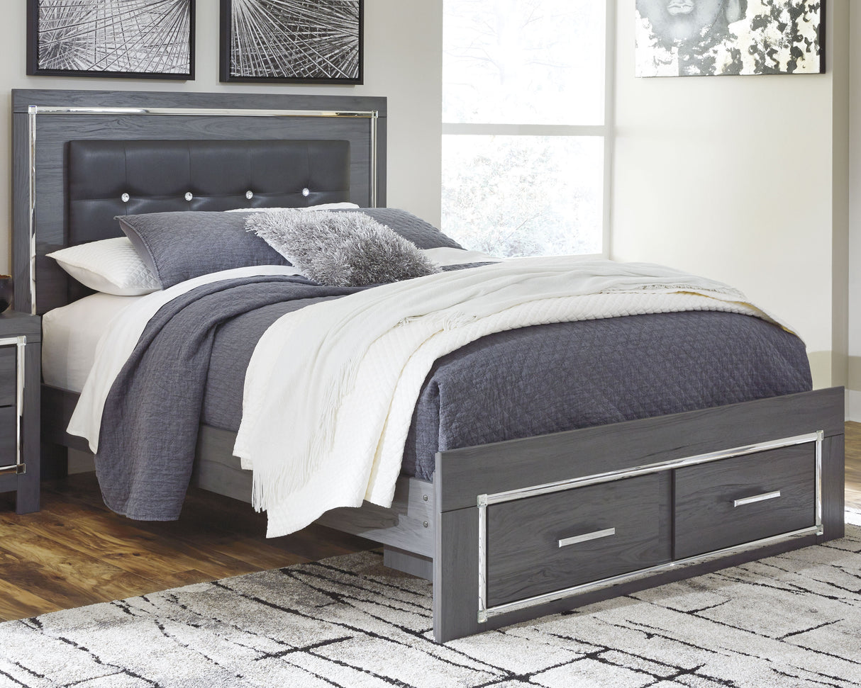 Nashville Furniture Outlets - Ashley Furniture - Lodanna Bedroom - Queen Panel Bed with 2 Storage Drawers / Gray - B214B3