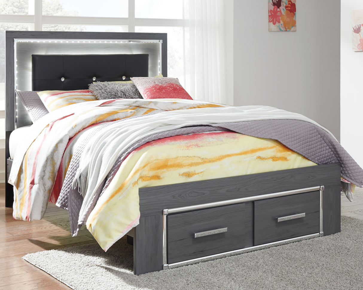 Nashville Furniture Outlets - Ashley Furniture - Lodanna Bedroom - Full Panel Bed with 2 Storage Drawers / Gray - B214B5