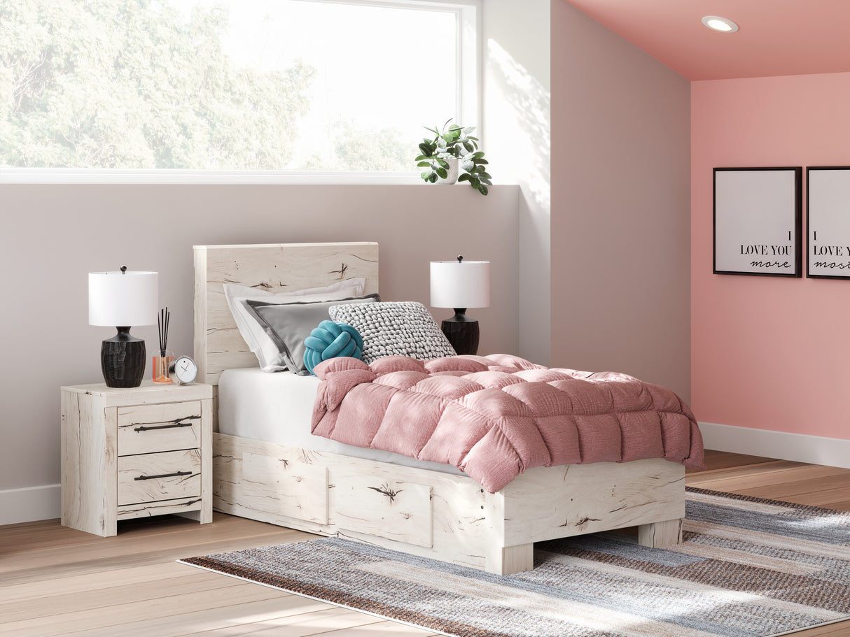 Nashville Furniture Outlets - Ashley Furniture - Lawroy Bedroom - Twin Panel Bed with Storage / Light Natural - B2310B23