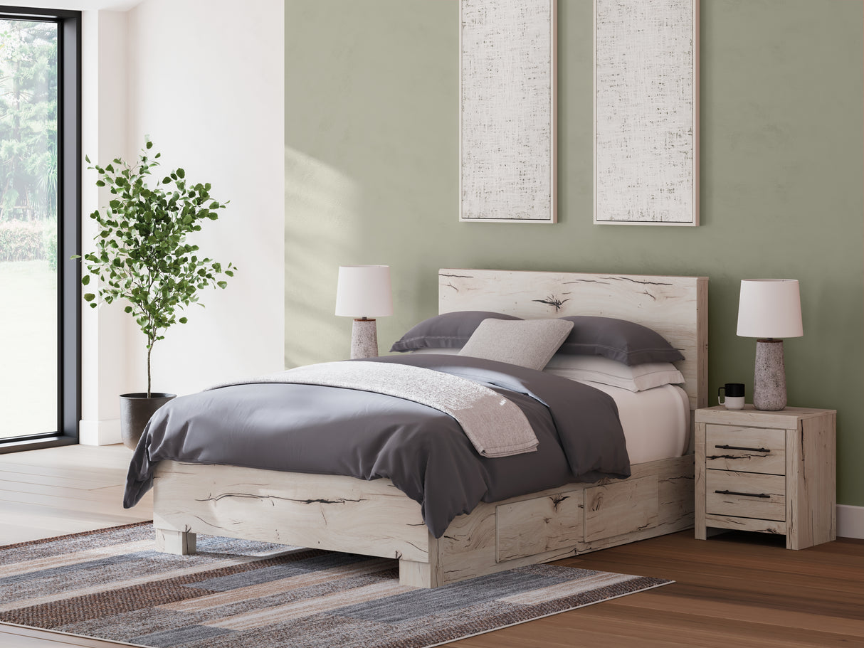 Nashville Furniture Outlets - Ashley Furniture - Lawroy Bedroom - Queen Panel Bed with Storage / Light Natural - B2310B6