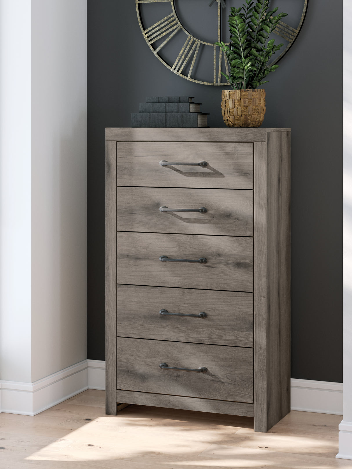 Nashville Furniture Outlets - Ashley Furniture - Graystorm Bedroom - Five Drawer Chest / Brown Gray - PCB2405-46