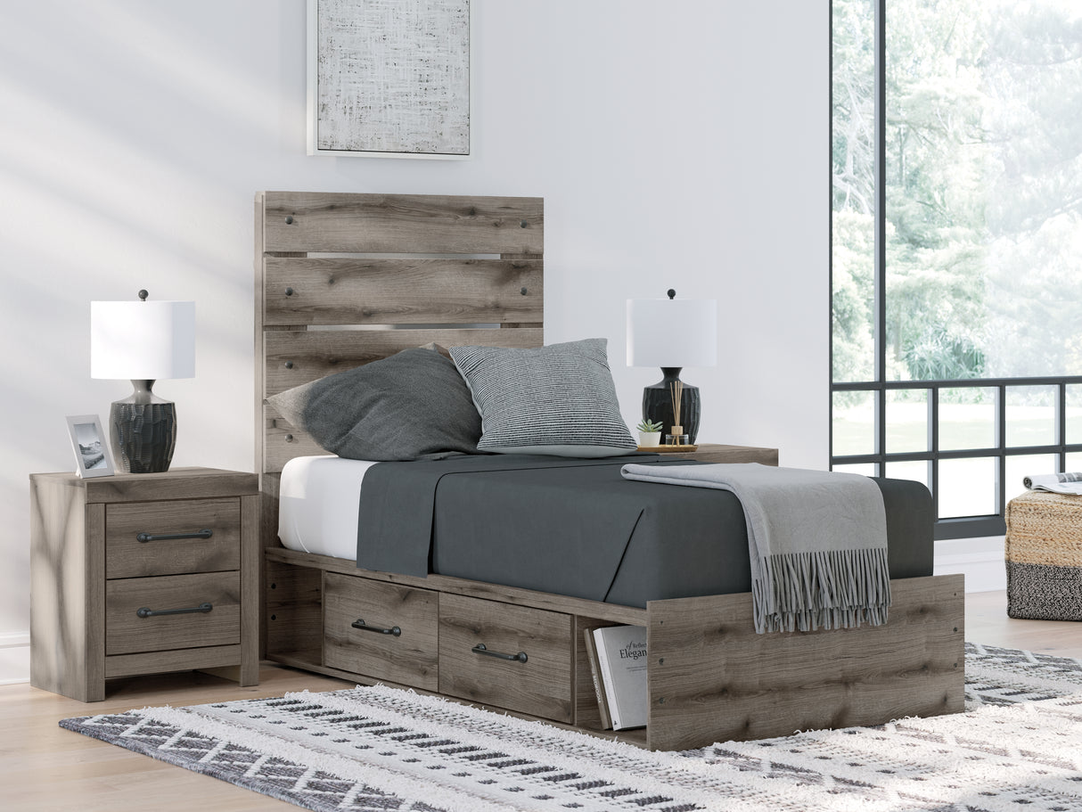 Nashville Furniture Outlets - Ashley Furniture - Graystorm Bedroom - Twin Panel Storage Bed / Brown Gray - PCB2405B18