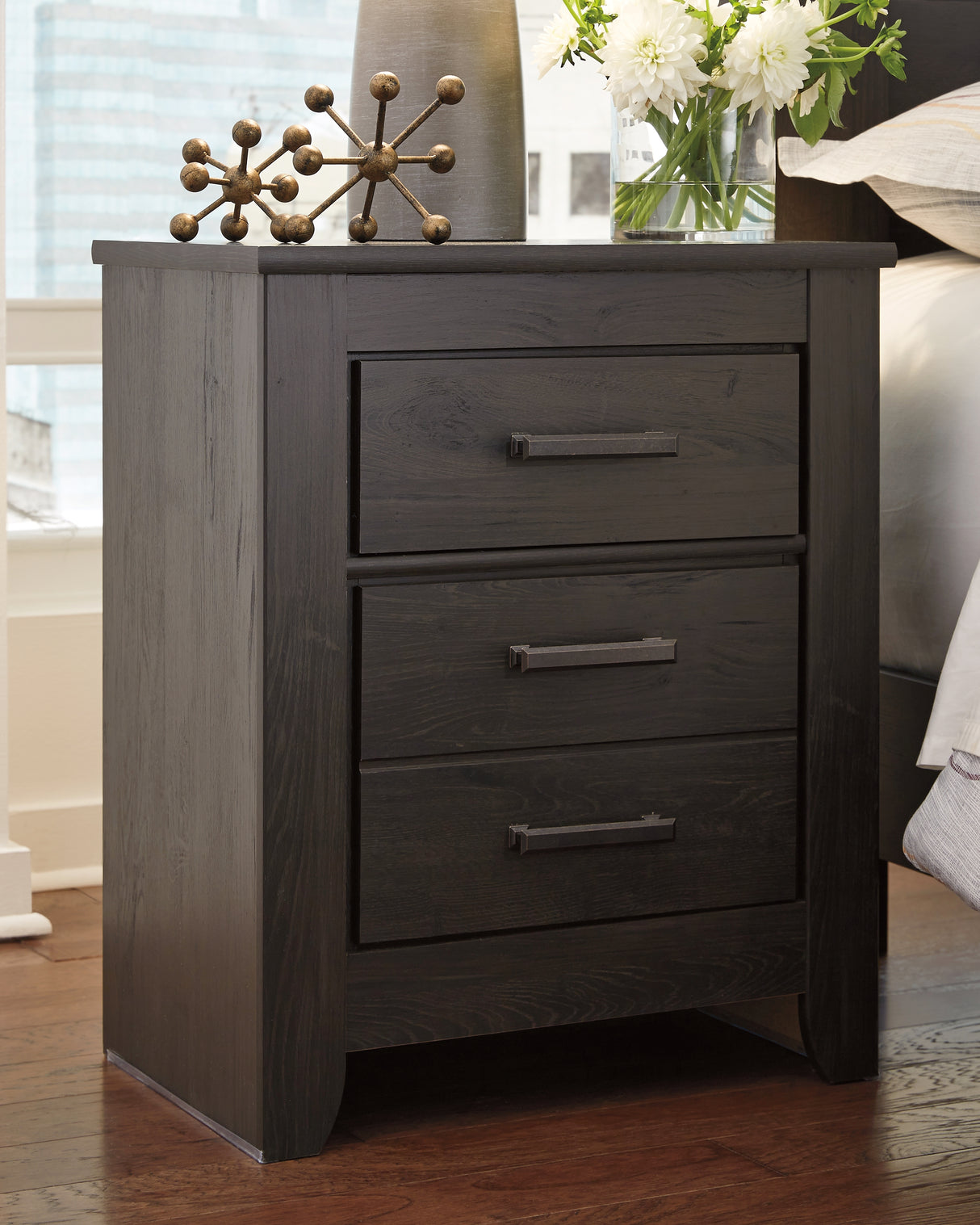 Nashville Furniture Outlets - Ashley Furniture - Brinxton Bedroom - Two Drawer Night Stand / Charcoal - B249-92