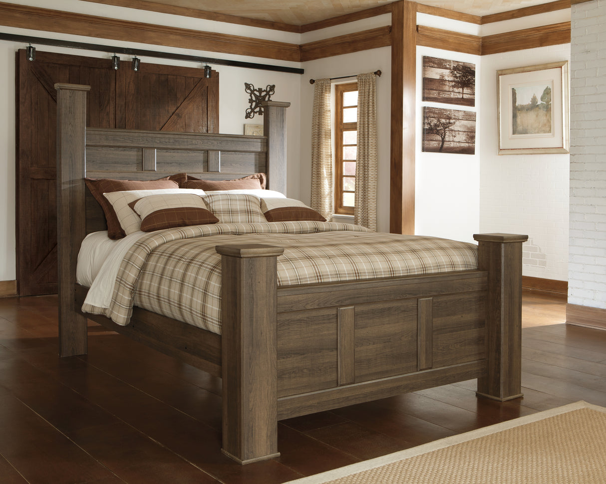 Nashville Furniture Outlets - Ashley Furniture - Juararo Bedroom - Queen Poster Bed / Dark Brown - B251B3