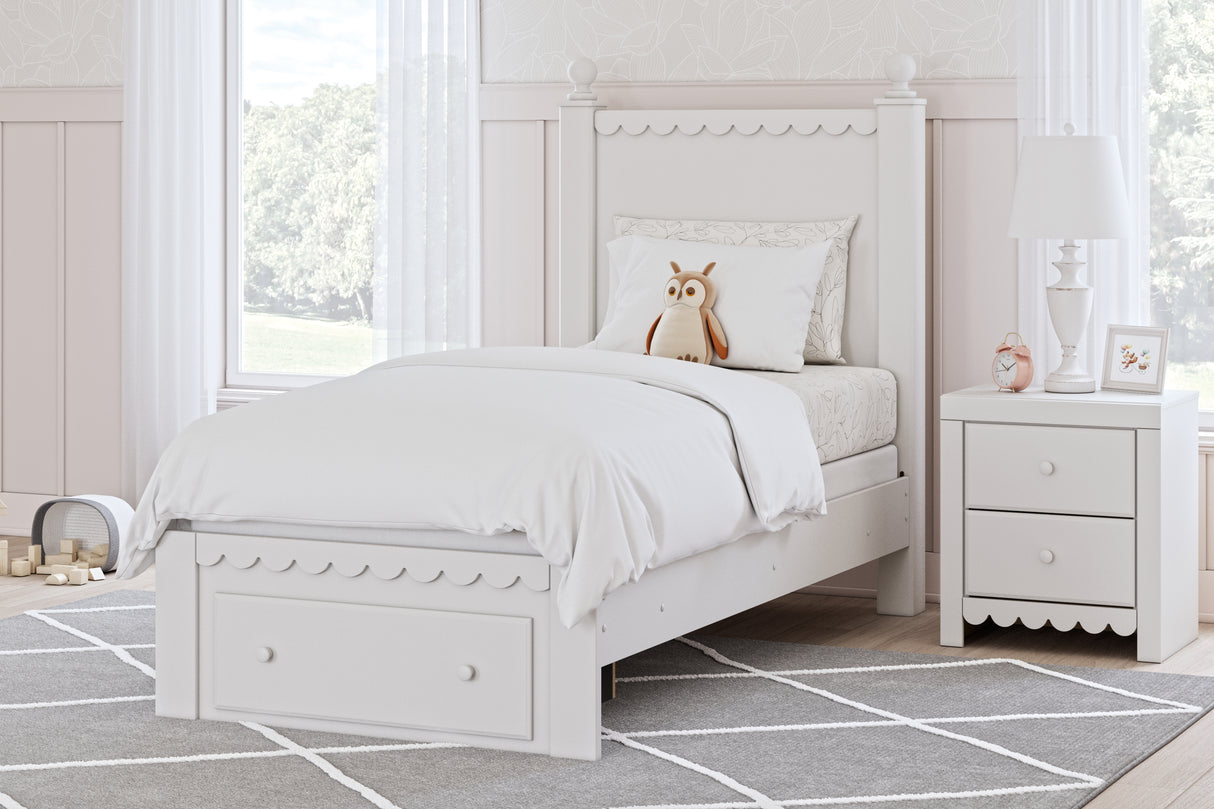 Nashville Furniture Outlets - Ashley Furniture - Mollviney Bedroom - Twin Panel Storage Bed / White - B2540B6