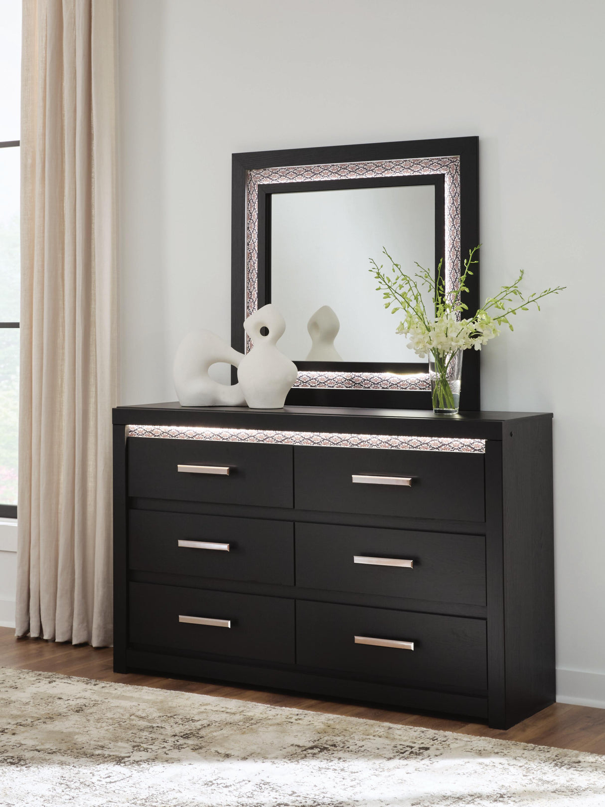 Nashville Furniture Outlets - Ashley Furniture - Shoralli Bedroom - Dresser and Mirror / Black - B2611B1
