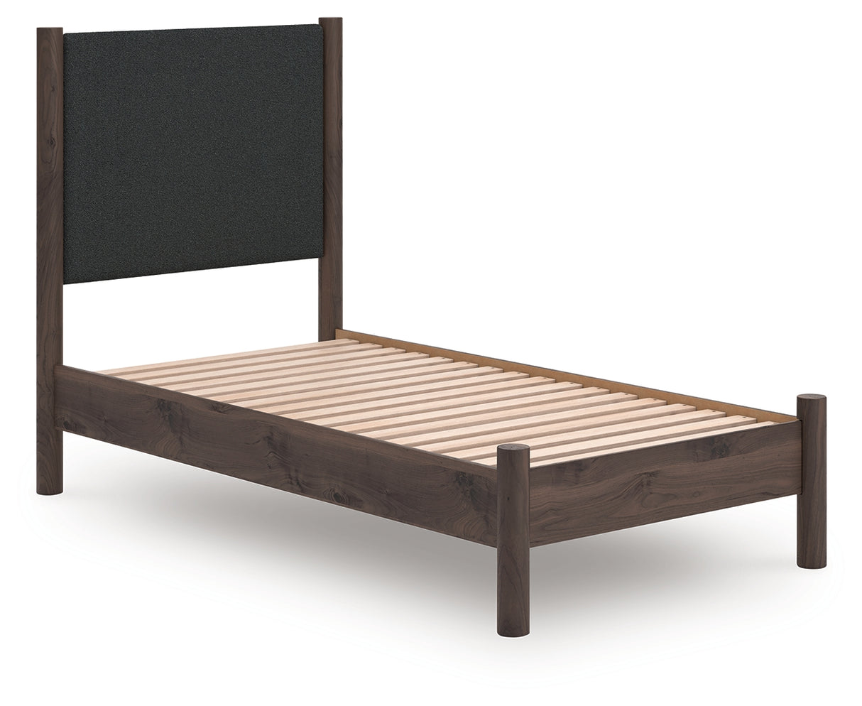 Nashville Furniture Outlets - Ashley Furniture - Pamytta Bedroom - Twin Upholstered Panel Platform Bed / Brown - PCB2614B8