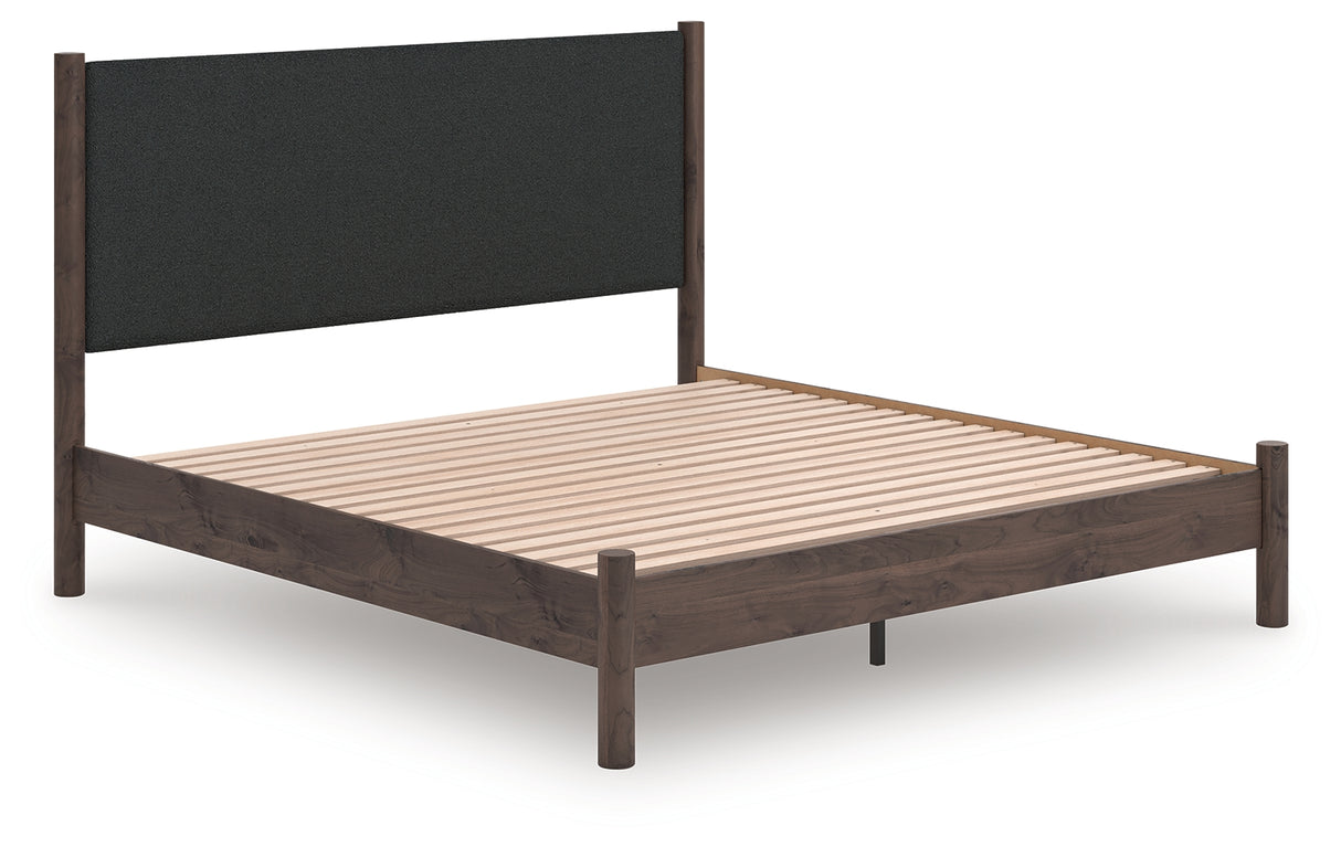 Nashville Furniture Outlets - Ashley Furniture - Pamytta Bedroom - King Upholstered Panel Platform Bed / Brown - PCB2614B28