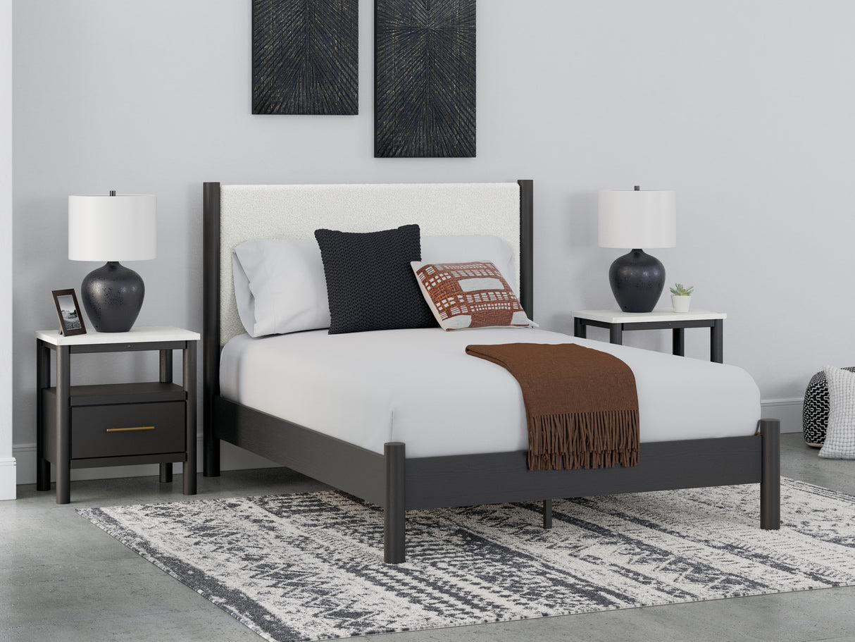 Nashville Furniture Outlets - Ashley Furniture - Cadmori Bedroom - Queen Upholstered Panel Bed / Black/White - B2616B2