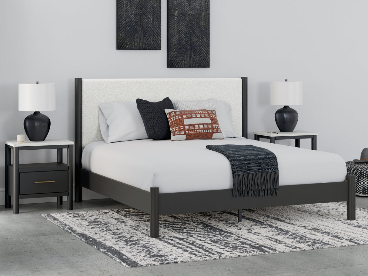 Nashville Furniture Outlets - Ashley Furniture - Cadmori Bedroom - King Upholstered Panel Bed / Black/White - B2616B8