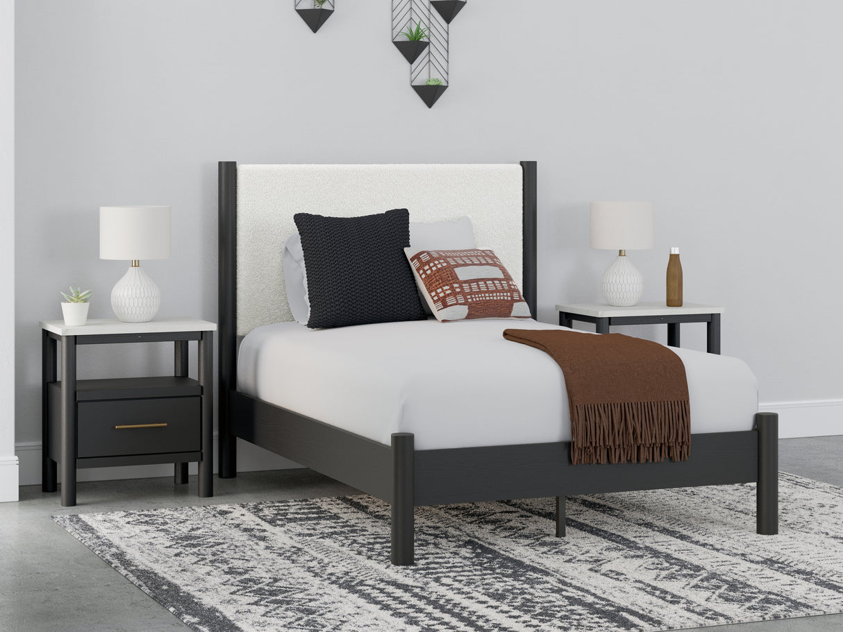 Nashville Furniture Outlets - Ashley Furniture - Cadmori Bedroom - Full Upholstered Panel Bed / Black/White - B2616B3