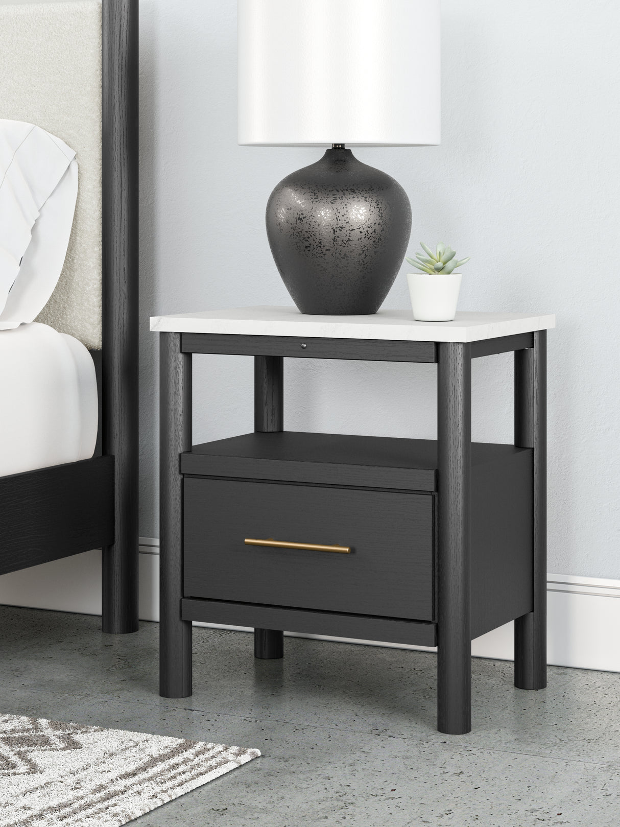 Nashville Furniture Outlets - Ashley Furniture - Cadmori Bedroom - One Drawer Night Stand / Black/White - B2616-91