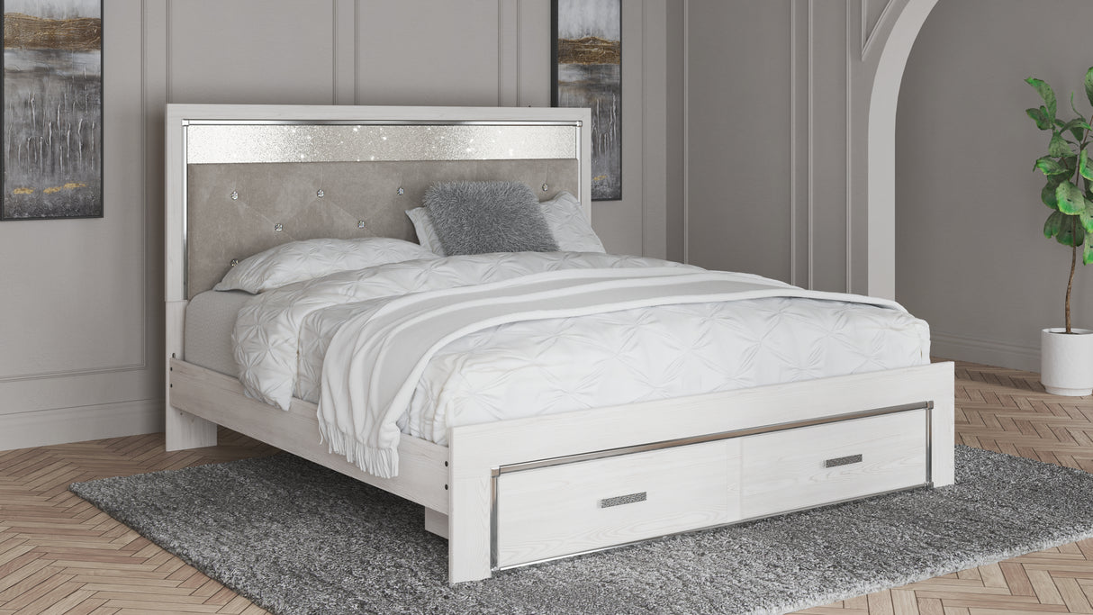 Nashville Furniture Outlets - Ashley Furniture - Altyra Bedroom - King Upholstered Storage Bed / White - B2640B29
