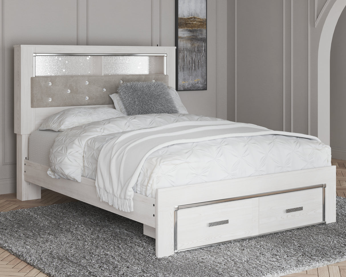 Nashville Furniture Outlets - Ashley Furniture - Altyra Bedroom - Queen Upholstered Bookcase Bed with Storage / White - B2640B19