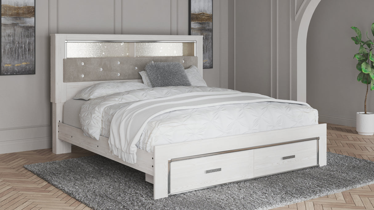 Nashville Furniture Outlets - Ashley Furniture - Altyra Bedroom - King Upholstered Bookcase Bed with Storage / White - B2640B30