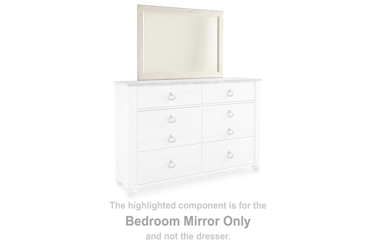 Nashville Furniture Outlets - Ashley Furniture - Willowton Bedroom - Bedroom Mirror / Whitewash - B267-36