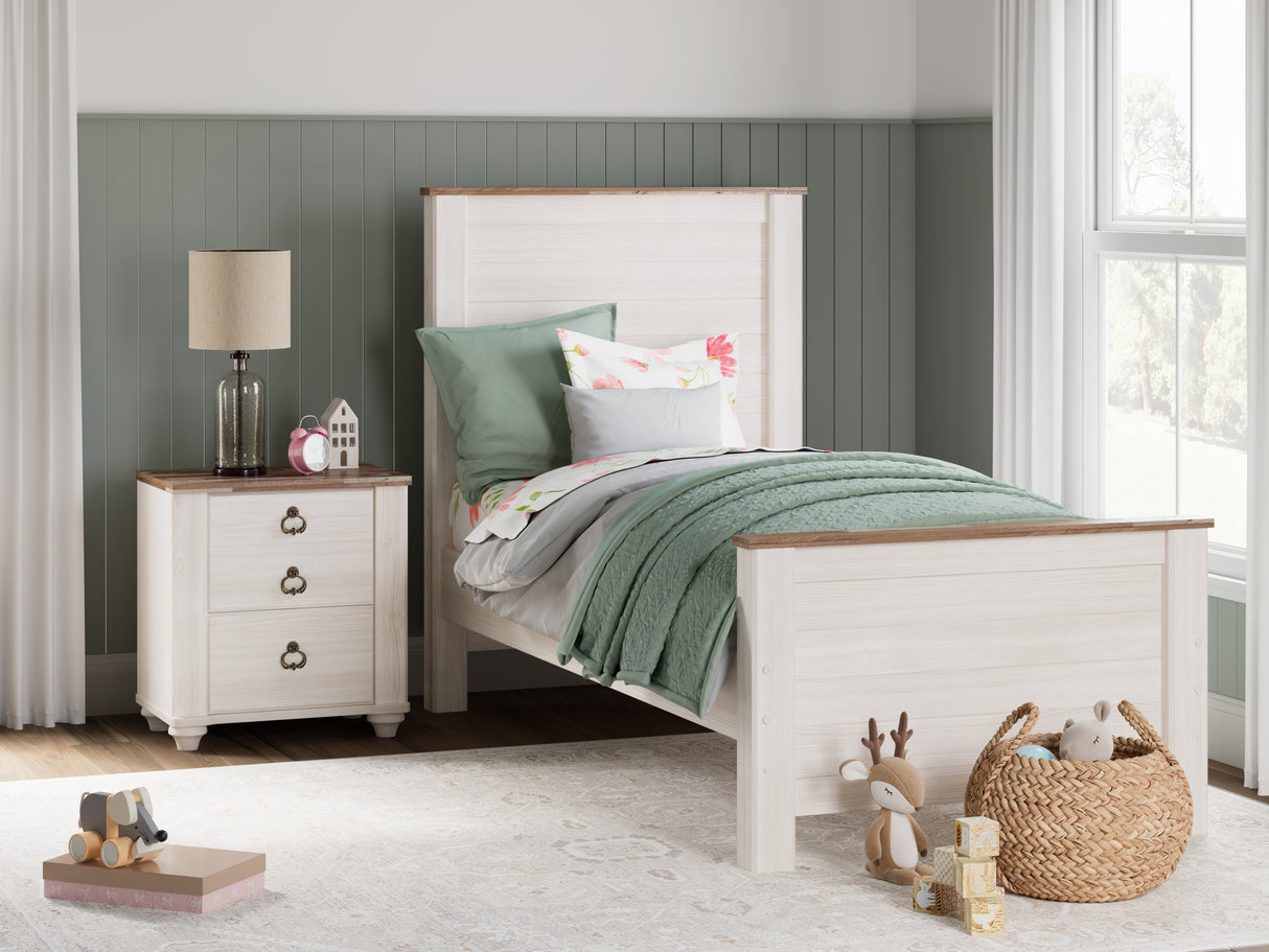 Nashville Furniture Outlets - Ashley Furniture - Willowton Bedroom - Twin Panel Bed / Whitewash - B267B15
