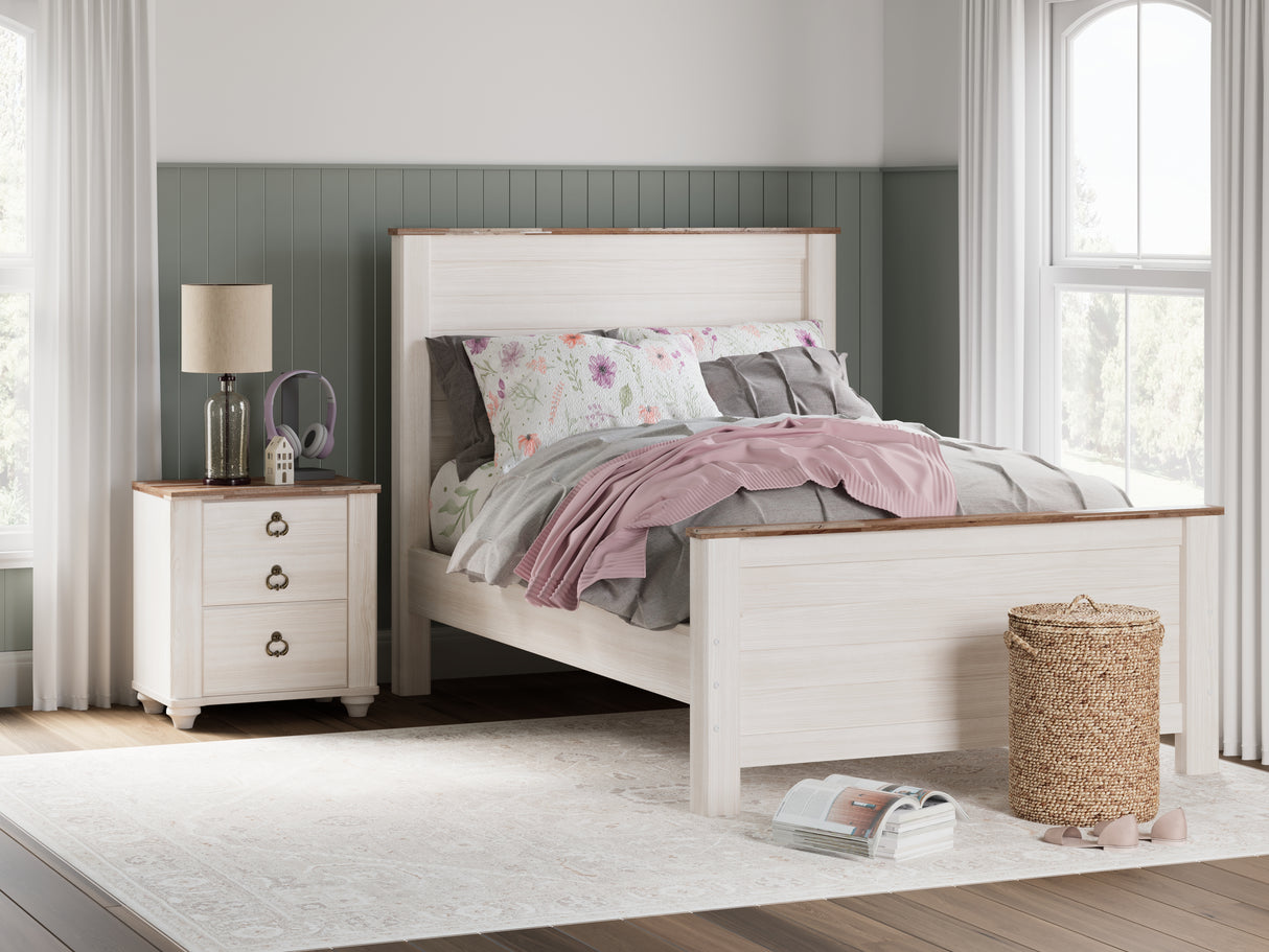 Nashville Furniture Outlets - Ashley Furniture - Willowton Bedroom - Full Panel Bed / Whitewash - B267B17