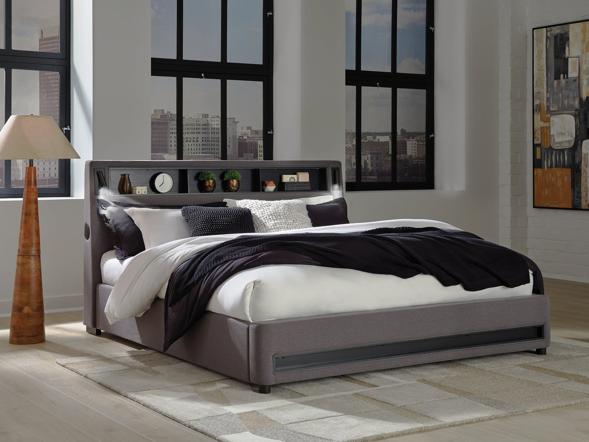 Nashville Furniture Outlets - Ashley Furniture - Verishaw Bedroom - King Upholstered Bed / Gray - PCB2721B21