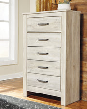 Nashville Furniture Outlets - Ashley Furniture - Bellaby Bedroom - Five Drawer Chest / Whitewash - B331-46