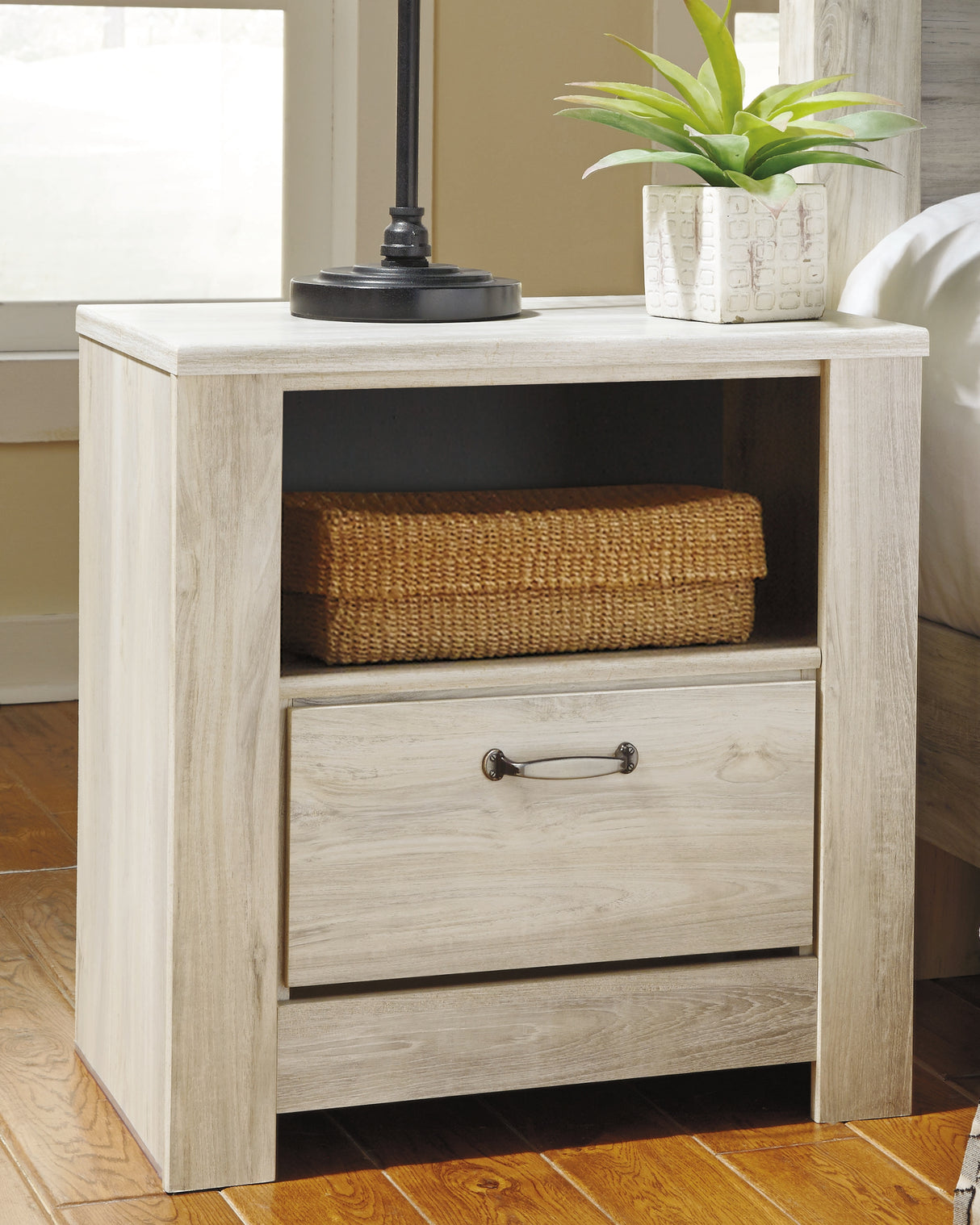 Nashville Furniture Outlets - Ashley Furniture - Bellaby Bedroom - One Drawer Night Stand / Whitewash - B331-91