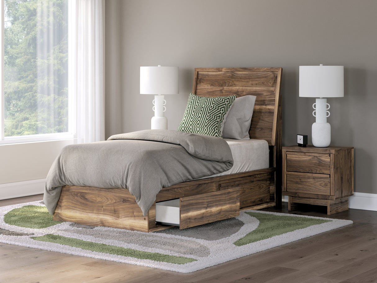 Nashville Furniture Outlets - Ashley Furniture - Chirason Bedroom - Twin Panel Bed with Storage / Brown - PCB3367B27