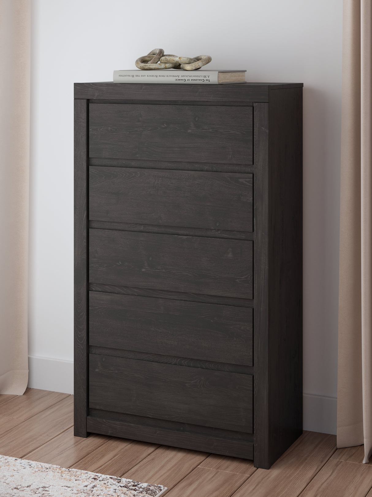 Nashville Furniture Outlets - Ashley Furniture - Fraluna Bedroom - Five Drawer Chest / Charcoal - PCB3370-46